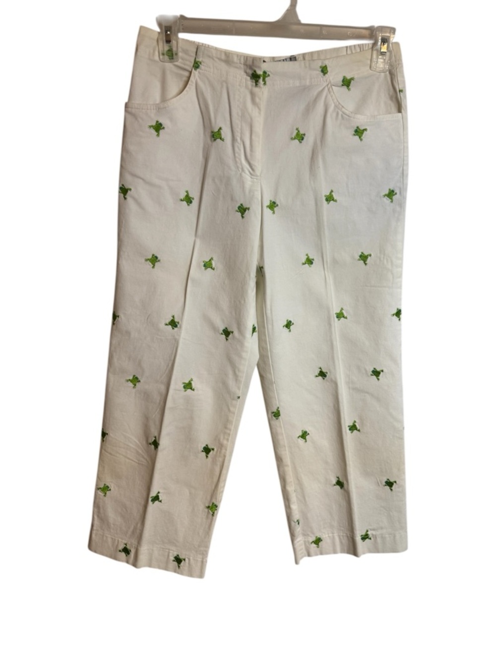 FUN & UNIQUE Capri Pants with Green Frog Embroidery SPRING/SUMMER SZ: 6 #O - Picture 1 of 8